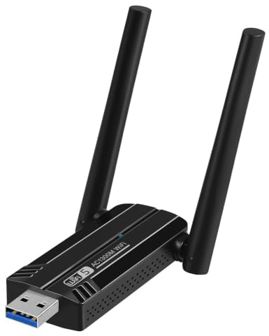 WLAN Stick für PC - WiFi Adapter 1300Mbps Dual Band 2.4GHz/5.8GHz USB 3.0 WLAN Adapter PC mit 2 x 5dBi Antenna PC/Laptop, Kompatibel mit Windows 11/10/8/7/Vista/XP, Mac OS 10.9-10.15