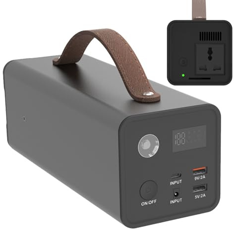 Estación de energía portátil de 200 W, generador solar de respaldo para camping con toma de corriente alterna y luz LED para camping, caravanas, drones e iluminación exterior, con 1 toma de corrient