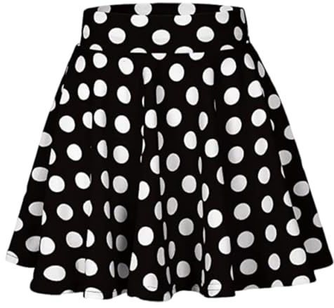 LUDHEP Jupe midi pour femme années 50, Polka Dot Rockabilly Vintage A Line Swing Jupe plissée, Femmes Filles Évasé Casual Mini École Tennis Patineur Casual De Danse, Rock'n'Roll, Twist, Theme Parties