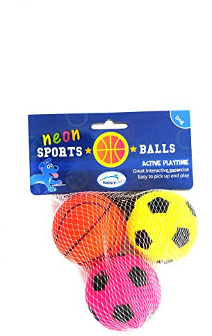 happypet - Pelota de neón Deportiva, Paquete de 3