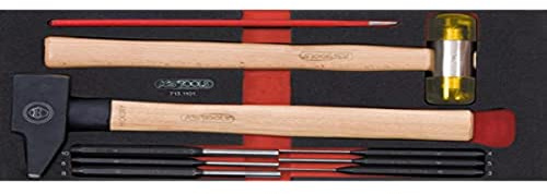 KS Tools 713.1101 Module d'outils de frappe manche bois - Pour servantes | Module d'outils de frappe manche bois, 9 pièces, rangement atelier
