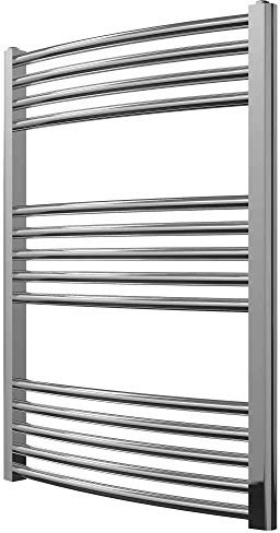Greened House Chrome Curved Heated Towel Rail 600mm wide x 800mm high Central Heating Towel Radiator