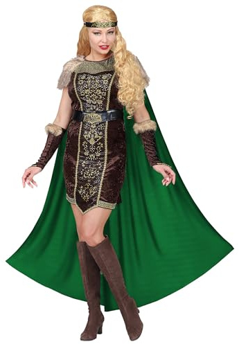 W WIDMANN MILANO Party Fashion - Wikinger Kostüm Damen | 4-teilig mit Kleid, Gürtel, Armstulpen und Stirnband, für Karneval und Mottoparty