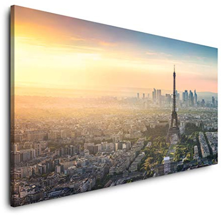 Paris Skyline 120x 60cm Panorama Leinwand Bild XXL Format Wandbilder Wohnzimmer Wohnung Deko Kunstdrucke