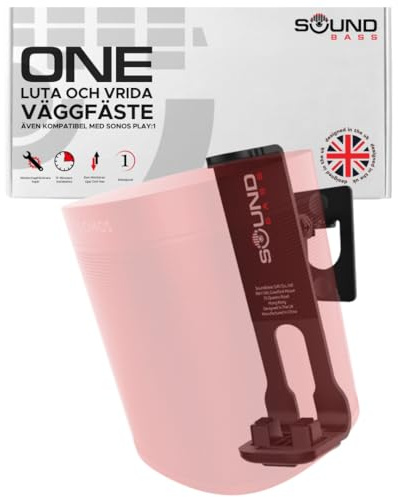 Sound Bass ONE, ONE Gen 2, ONE SL, Play:1 Väggfäste, Svart, Enkelt | Kompatibelt Med Sonos ONE, ONE Gen 2, ONE SL & PLAY1 Högtalare, Tilt- och Svängbart, Enkelt (1 st), Designad I Storbritannien