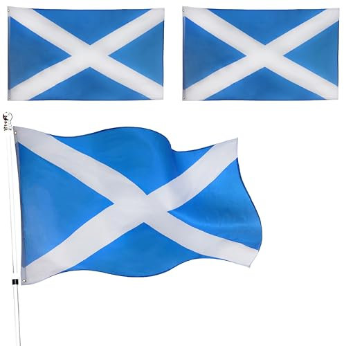 Scotland Flag St Andrew's Day Decoration - Pack of 2 - Scottish Large Flag with Grommets Approx 5 Ft x 3 Ft - Football, Rugby - Sporting Events, Street Parties, Festivals and Celebrations
