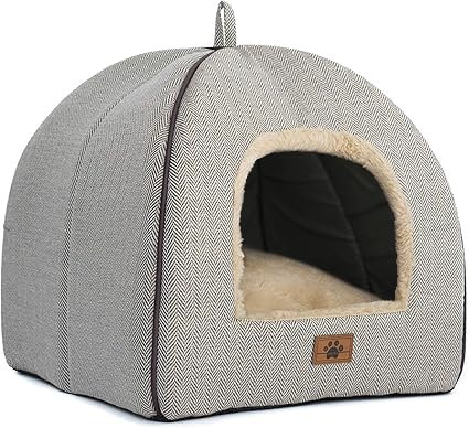 WINDRACINGKatzenbett für Indoor-Katzen, Katzenhöhle, Katzenzelt mit abnehmbarem, waschbarem Kissen, weich und selbstwärmend, Katzennest, Haustierbett, windabweisend, Größe L,