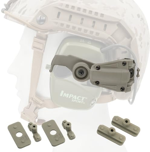 Tactical Helmet ARC Track Adapter for Tactical Electronic Shooting Earmuffs Compatible Howard Leight Impact Sport Headset (DE), De, 1