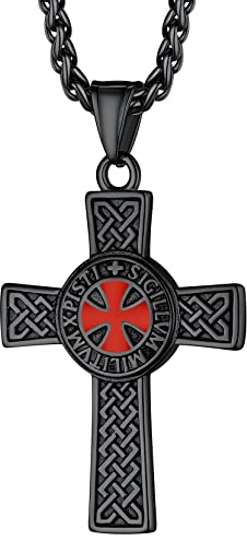 Richsteel Edelstahl Tempelritter Kette für Herren Jungen Tempelritter Schmuck mit Kreuz für Geburtstag Vatertag