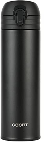 GOOFIT Ultralight Bottle Thermosflasche, 480 ml, Schwarz, Isolierflasche Edelstahl mit Safe Flow Lid, Lecksicher, Thermosflasche heiß für 12 Stunden, kalt für 20 Stunden, BPA-frei, spülmaschinenfest