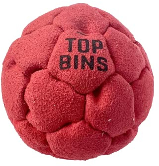 Pro Series Top Bins 32 Panel Plastic Filled Footbag Hacky Sack - Best Pop For Learning - 3 Colours - Ultra Suede Light Fabric - For Kids, Teens or Adults - Football Gift