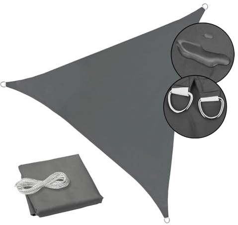 SVITA Sonnensegel dreieckig 160g/m² UV-Schutz Sonnenschutz Garten Balkon Befestigung Dunkelgrau 3,6x3,6x5,1m