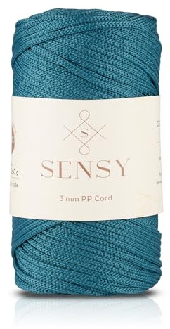 Sensy, Cordoncino di alta qualità da 3 mm, 130 metri, in 100% polipropilene, macramè, 3 mm, per uncinetto, macramè, uncinetto, filo per lavori a maglia (pavone)