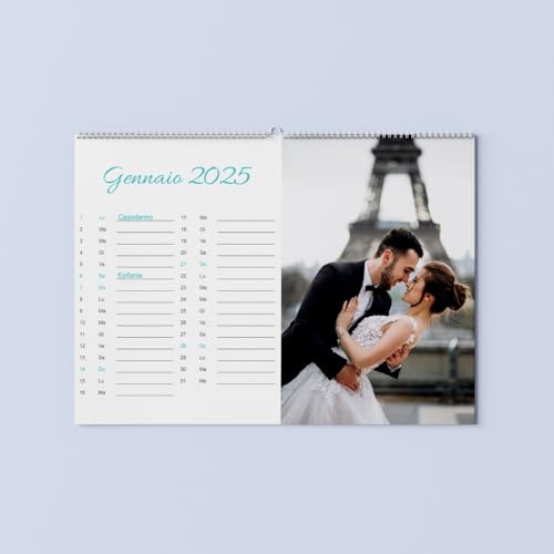 Personalisierter Wandkalender 2024/2025 mit 12 Fotos: Der ideale beschreibbare Planer für Zuhause und Büro - Ein aufregendes Geschenk! (Blau)