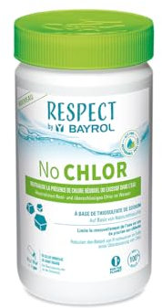 Respect by BAYROL No CHLOR 1kg - Neutralisiert Chlor oder Brom - Chlorneutralisator - Senkt Chlorgehalt im Pool