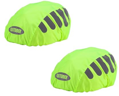 Regenschutz für Fahrradhelm - 2 Stück Helmet Raincover Helmschutz Atmungsaktiver und Wasserfester Helmüberzug Reflektierende Fahrrad Regenhaube Universal Helm Überzug (Grün+Grün)