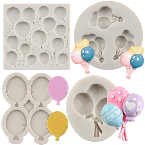 MYPRACS Moldes de silicona para globos, moldes de fondant para baby shower, decoración de pasteles, decoración de cupcakes, caramelo, chocolate, pasta de goma, arcilla polimérica, juego de 4, MY317CK