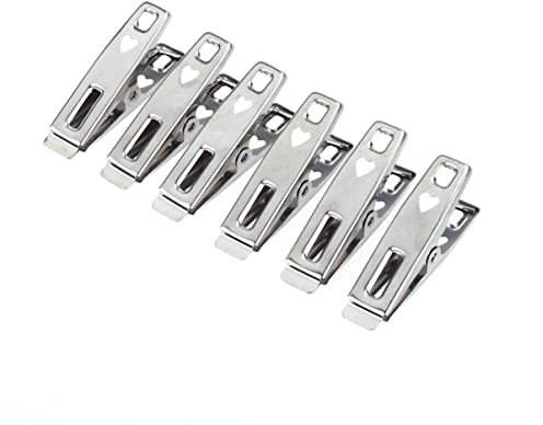 PRETYZOOM 40pièces Pinces à Linge Acier Inoxydable Multifonctionnelles Forme De Cœur Clips pour Vêtements Chaussettes sous-vêtements Et Documents Résistantes Et pour Intérieur Et