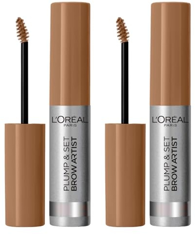 L'Oréal Paris Plump & Set Brow Artist Mascara per Sopracciglia Colore 101 Blonde Formula in Gel Pigmentato Waterproof e No-Transfer Texture Senza Grumi con Pettinino - 2 Cosmetici