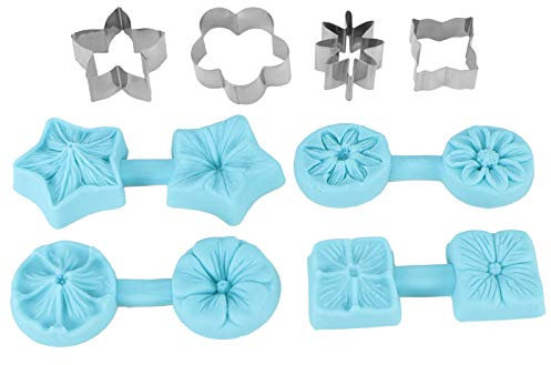 Yusat Set di 4 formine per fondente a forma di fiore, in silicone, con stampino a forma di fiore, per fondente e ortensia