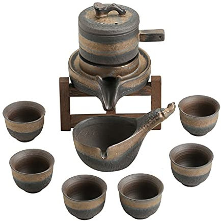 Set da tè Cinese per macinazione di Pietra Set da tè semiautomatico in Vaso Fatto a Mano in Stile retrò