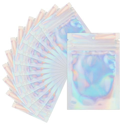 120 Pcs Bolsas de Mylar para Termosellado Bolsas Hermeticas Bolsas Holográficas Ziplock Bolsa Bocadillo Reutilizable Bolsas Cierre Hermético Pequeño para Frutos Secos, Dulces (10X15 cm)