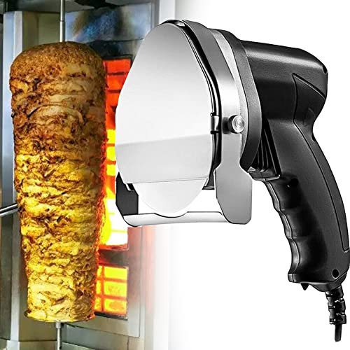 MLUENF Electric Barbecue Automatic Doner Kebab Knife,Electric Kebab Slicer with 2 Blades Cutting Turkish Kebab Slicer, Meat Cutting Machine,Wired