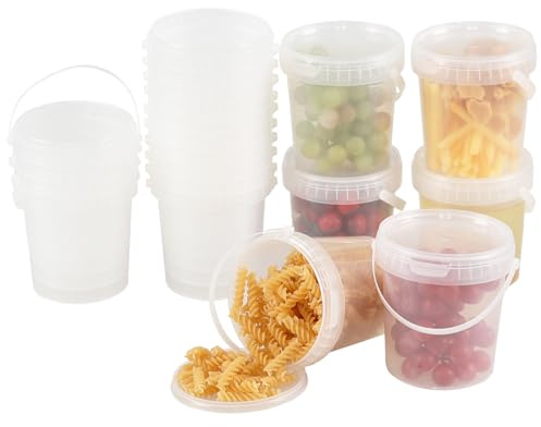 Xowine Lot de 20 seaux à glace transparents de 765,4 g avec couvercle et poignée, seaux de stockage alimentaire en plastique pour crème glacée, yaourt, fournitures de fête
