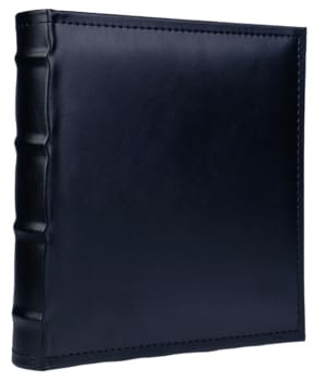 Ertom Fotoalbum Einsteckalbum Sonora 22x22 cm, Album mit platz für Bildbeschreibung, Taschenalbum aus Ökoleder, Fotobuch für 200 Fotos 10x15, schwarz
