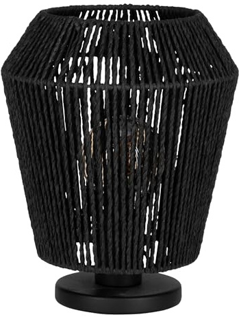 Eglo Persley Lampada da comodino, lampada da tavolo, lampada | per soggiorno, camera da letto, in metallo e carta intrecciata, con interruttore, certificazione FSC, attacco E27