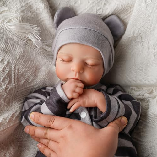 JIZHI Reborn-Baby Dolls Boy 20 Pouces Poupée bébé réaliste Poupées bébé réelles Qui ressemblent à de Vraies poupées Nouveau-nées endormies Douces Poupées Rerbon en Vinyle, Noir