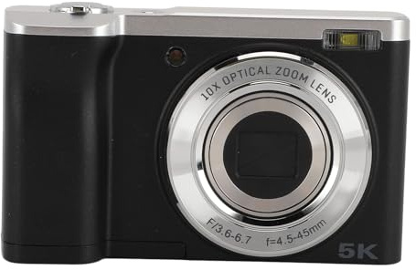5K Appareil Photo Numérique pour la Photographie, la Mise au Point Automatique Vlogging Caméra Vidéo, Zoom Optique 10x Objectif Rétractable, 6 Axes Anti-Shake Selfie Caméra,