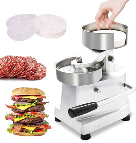 Naturalpowev Burger Press 4/5/6 Hamburger Press Patty Maker with Patty Papers, Patty Press Burger Mold for Burgers, Crab Cakes, and Sausage, Non-Stick Sturdy and Easy to Use,5(130mm)