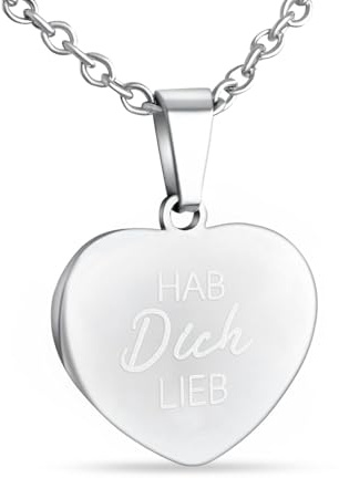Hanessa Personalisierte Kette mit Gravur Edelstahl 50 cm mit Anhänger Herz in silber - Personalisierte Halskette für Frauen - Personalisierter Schmuck Damen Kettenanhänger