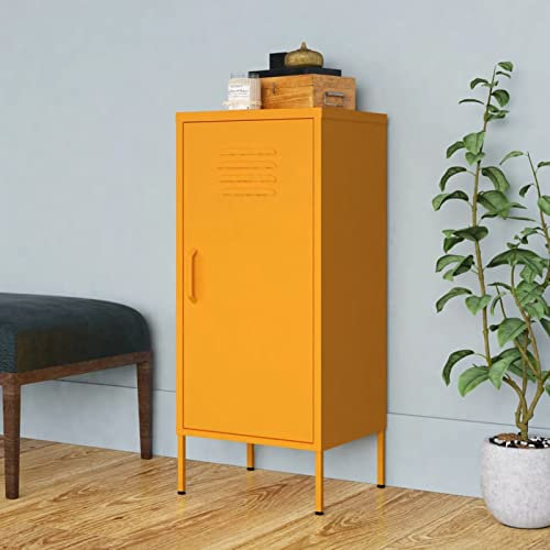 Xichuzi Lagerschrank, Flurschrank, Putzschrank, Besenschrank, Aktenschrank, Schrank Schmal, Aufbewahrungsschrank, Vorratsschrank, Senfgelb 42,5x35x101,5 cm Stahl