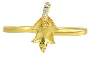 Whoiy Vorsteckring Gold 375 Größe 58 (18.5) für Frauen, Ring Gold Damen Diamant Gelbgold Einzigartig