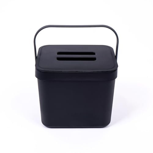 Glasdon Kitchen Food Waste Compost Caddy Bin 7 Litre Recycling Bin Waste Food Caddy with Carry Handle Lid & Mounting Bracket Easy to Clean | Nexus 7L Black (Nexus Caddy)