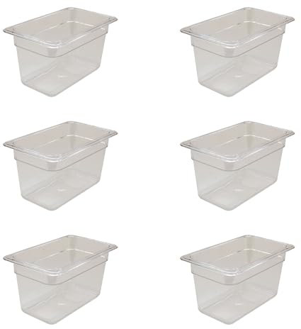 AcMax Lot de 6 récipients Gastronorm GN 1/4 en polycarbonate GN 4 litres Profondeur 150 mm Plastique