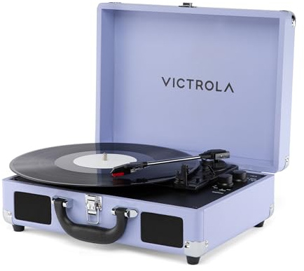 Victrola Journey II (2025 Model) – Bluetooth Suitcase Record Player – Built-in Stereo Speakers with Enhanced Bass, 3-Speed Turntable, Bluetooth Input and Output, RCA & Headphone Outputs (Lavender)