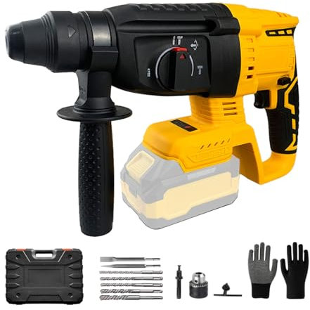 Martello perforatore senza fili per batteria Makita 18 V, martello perforatore elettrico senza spazzole 3 in 1, velocità regolabile in continuo, 10 punte e guanti (batteria non inclusa)