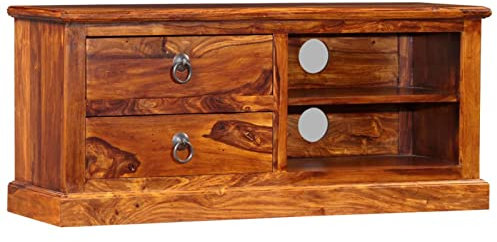 Rantry Mobile TV in legno massello Sheesham 90x30x40 cm moderno console TV basso per soggiorno arredamento TV elegante arredamento camera da letto rustico home entertainment center