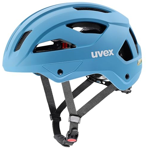 uvex Stride Fahrradhelm, Azure matt, 56-59 cm | mit Plug-in LED nachrüstbar - individuelle Größenanpassung