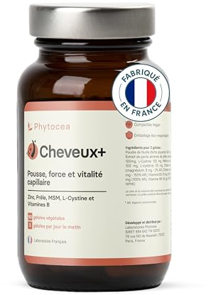Phytocea Capelli + integratore per capelli cresce e fortificazione per capelli | Ortica, MSM, Equiseto, Zinco, Vitamine B5 B6 B8 | Anti-Caduta Cura Naturale Uomo e Donna | 90 Capsule Vegan