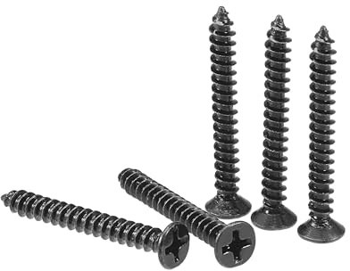 TA-VIGOR M3.5 x 30mm Black Wood Screws, 200Pcs Self Tapping Screws | Screws with Flat Head Phillips Drive, Carbon Steel Countersunk Screws for Furniture, Woodworking, Cabinet Repair and DIY