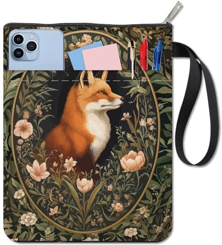 craspire Housse de Protection pour Livre de 11x8.6 po avec Fermeture Éclair Motif Animal Coloré Forêt Feuilles Fleurs Sac de Protection Tissu Lavable et Réutilisable Double Face pour Carnet de Notes