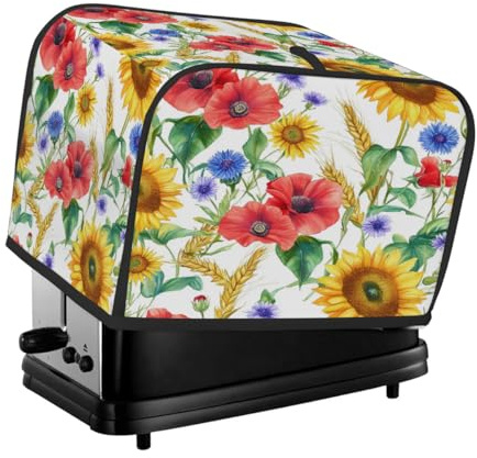 4 Slice Toaster Cover Sunflowers Poppies Cornflower Small Appliance Toaster Dust Cover Kitchen Gifts