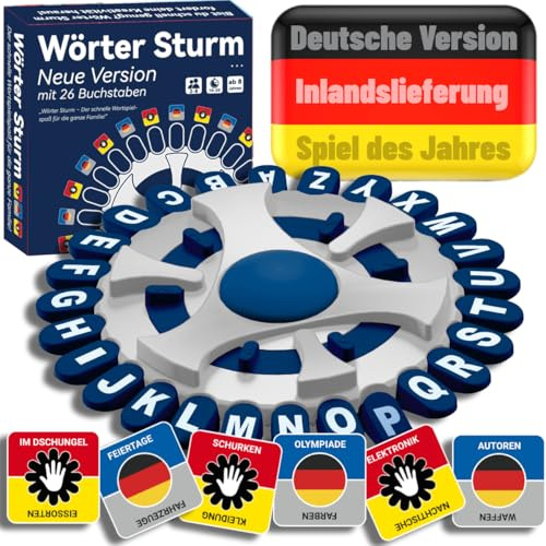BLOOOK Wörter Sturm Spiel,Brettspiele,Wörterspiel Erwachsene Kinder,Gesellschaftsspiele,Spiel des Jahres,Familienspiel 2-8 Personen,Tabletop Spiele,Partyspiele (Weiß Blau)
