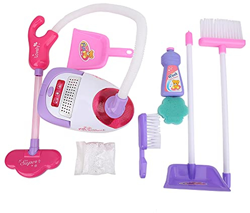 Children Toy Simulation Electric Vacuum Cleaner Household Appliance Toy with Realistic Sound Effects Flashing Lights for Kids Age 3 and Up Plastic Material 19x12x9cm