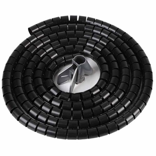 MeevrgR 2-Meter Black Cable Management Sleeve with Clamp, 16mm Inner Diameter Wire Organizer for Computer TV Audio and Power Cords, Protective Cover for Home Office and Workshop
