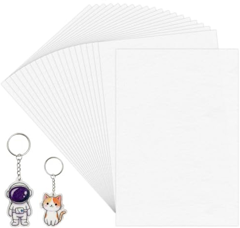 DONQTWAY Schrumpffolie, 20 Stück Schrumpffolie 20×14cm Transparent, Shrinking Paper, Prägefolie, Schrumpfpapier, Shrink Folie, Folienspaß für DIY Deko, Schlüsselanhänger, Handwerk